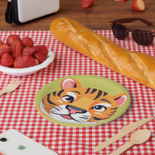 Assiettes En Carton Tigre mou Visage safari jungle sauvage Fête d'anni