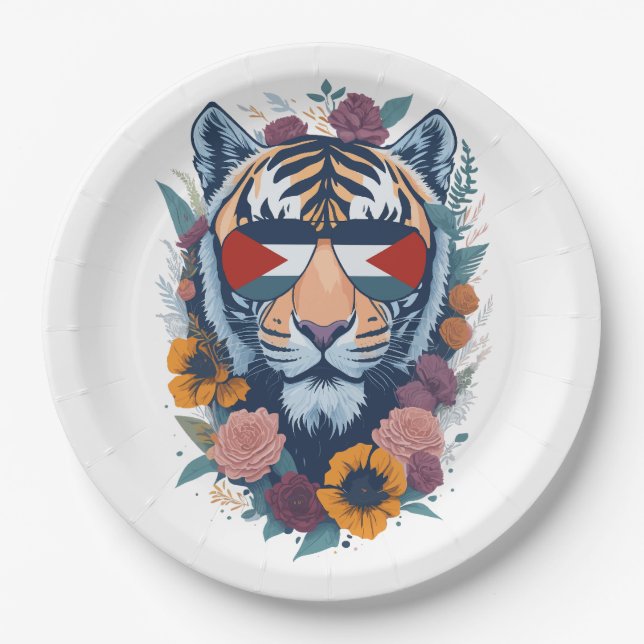 Assiettes En Carton Tigre palestinien - DRAPEAU DE Palestine - Don pou (Devant)