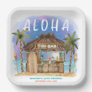 Assiettes En Carton Tiki Beach Bar Moon Stars Anniversaire tropical