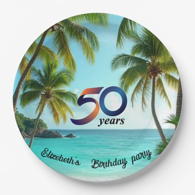 Assiettes En Carton tiki luau tropical beach partyPaper Plate (Devant)