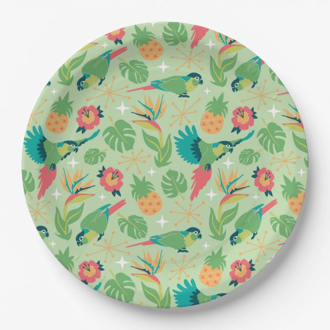 Assiettes En Carton Tiki Parrot Paper Plates (Devant)