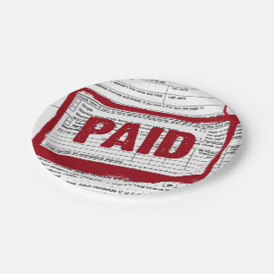 Assiettes En Carton timbre rouge PAYÉ sur le formulaire de taxe