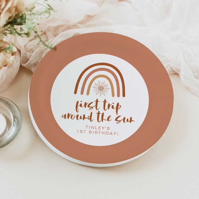 Assiettes En Carton TINLEY Boho Terracotta arc-en-ciel soleil premier  (Créateur téléchargé)