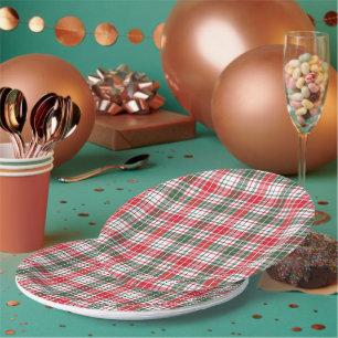 Assiettes En Carton Tissu Tartan Plaque de papier rond de 9 po