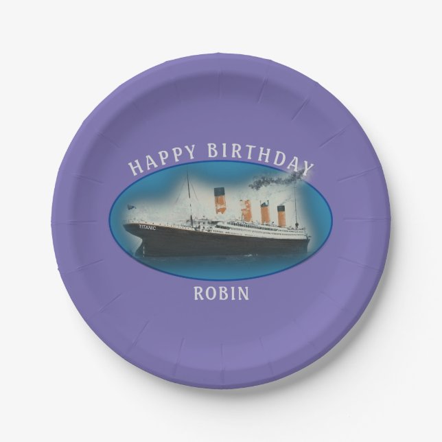 Assiettes En Carton Titanic Birthday Purple RMS White Star Line Ship (Devant)