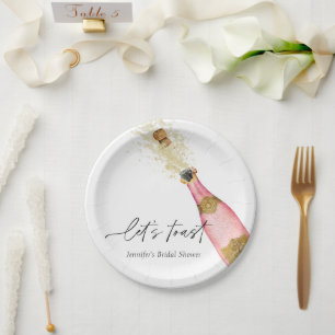 Assiettes En Carton Toast Fête des mariées rose