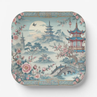 Assiettes En Carton toile bleue chinoise