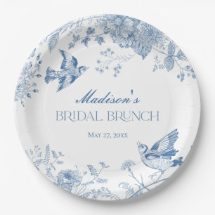 Assiettes En Carton Toile De Jouy Bleue Vintage Brunch Floral de Marié