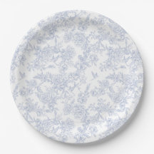 Toile de Jouy Florale Bleue Élégante