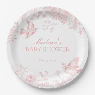 Assiettes En Carton Toile Rose De Jouy Baby shower Floral Vintage