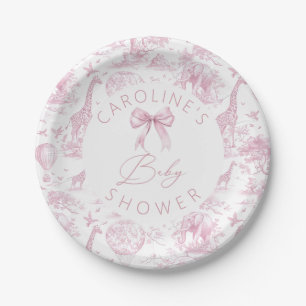 Assiettes En Carton Toile rose de Jouy Safari Baby shower Plaques de p