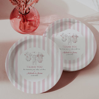 Assiettes En Carton Toile rose vintage Vêtements pour bébé Baby shower