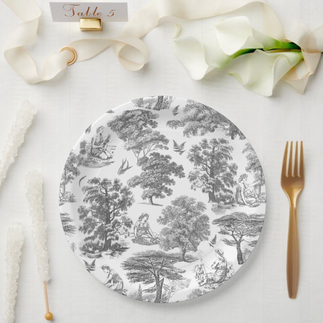 Assiettes En Carton Toile rustique rustique élégant (Mariage)