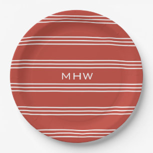 Assiettes En Carton Tomato Red Stripes plaques de papier monochrome pe