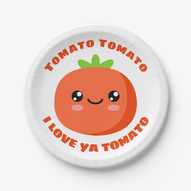 Assiettes En Carton Tomato Tomato Je t'aime Tomate (Devant)
