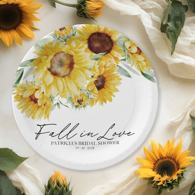 Assiettes En Carton Tombé Amoureux Fête de Mariage Tournesol (Créateur téléchargé)
