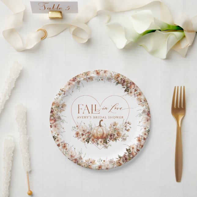 Assiettes En Carton Tomber amoureux Citrouille Fête des mariées Fleur  (Mariage)