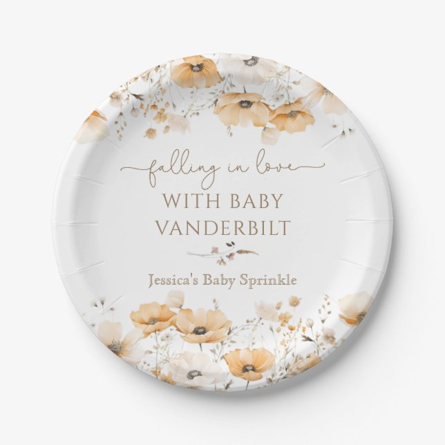 Assiettes En Carton Tomber dans l'amour Automne Fleur sauvage Baby sho (Devant)