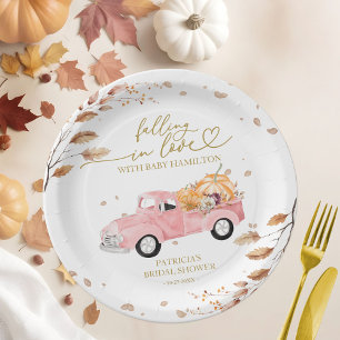 Assiettes En Carton Tomber dans l'amour Citrouille Baby shower d'autom