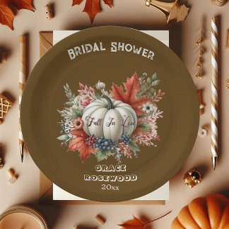 Assiettes En Carton Tombez Amoureux Fleur Automne Marron Shower de Mar