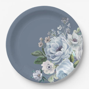 Assiettes En Carton Tons gris bleu foncé hiver Mariage rustique Pa