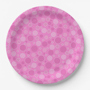 Assiettes En Carton Tons rose Lilac avec pois dans les années 60 rétro