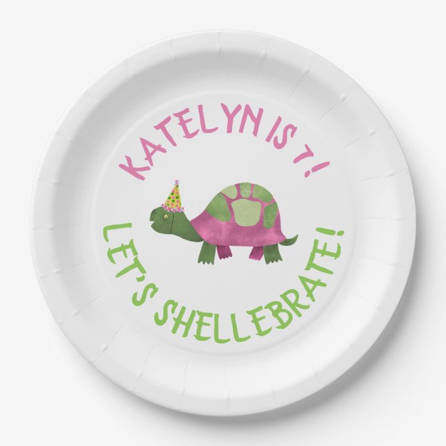 Assiettes En Carton Tortoise Anniversaire Plaques de fête - Tortue Ann (Devant)