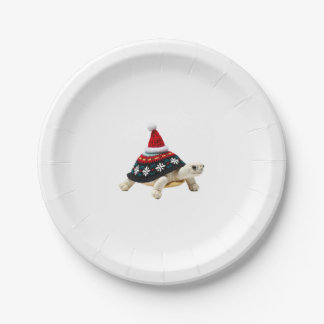 Assiettes En Carton Tortue chapeau de Père Noël - Cadeau Noël Tortue d