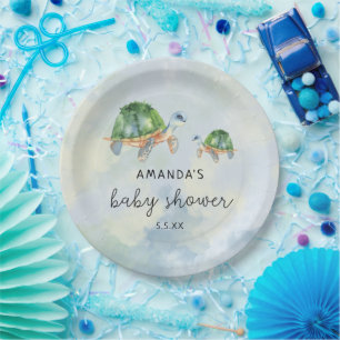 Assiettes En Carton Tortue de mer - Baby shower
