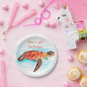 Assiettes En Carton Tortue de mer Marine sous la mer Anniversaire