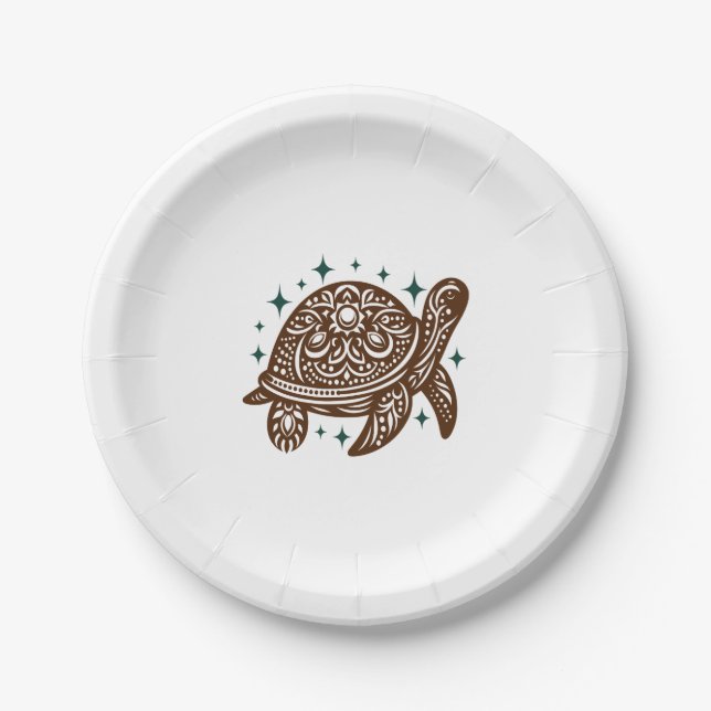Assiettes En Carton Tortue de mer ornementale (Devant)
