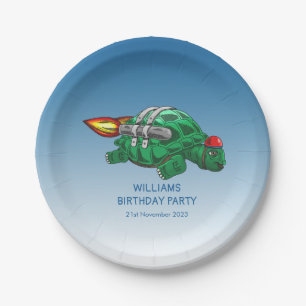 Assiettes En Carton Tortue Fusée Rapide Anniversaire