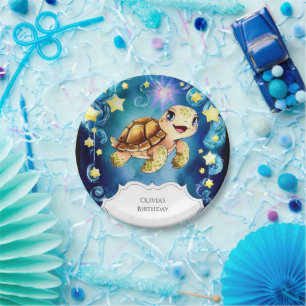Assiettes En Carton Tortue magique colorée Anniversaire