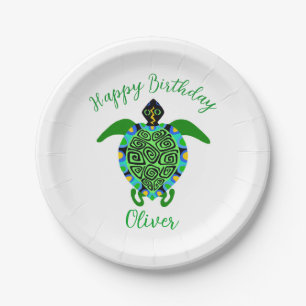 Assiettes En Carton TORTUE Mer - Animaux sauvages - Fête