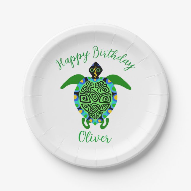 Assiettes En Carton TORTUE Mer - Animaux sauvages - Fête (Devant)
