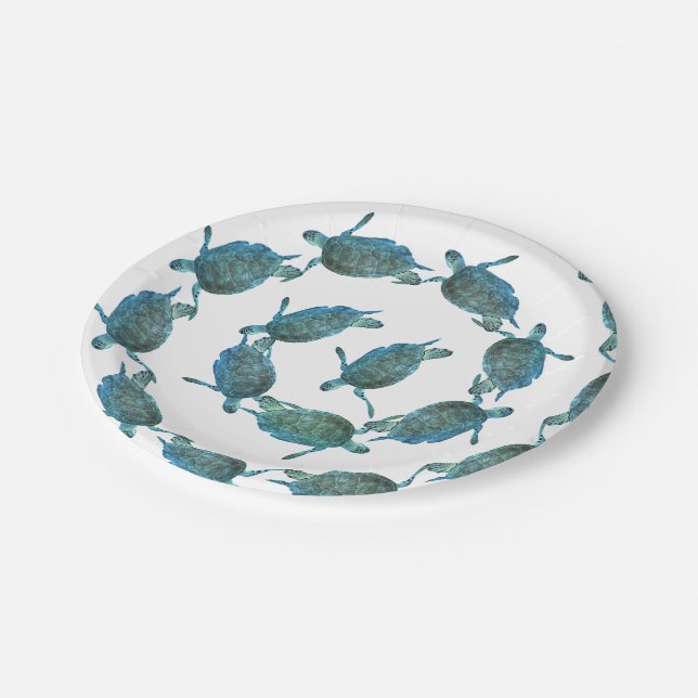 Assiettes En Carton Tortues de mer bleu sarcelle élégant mariage sur l (Angle)