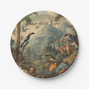 Assiettes En Carton toucans et fleurs botaniques vintages personnalisa
