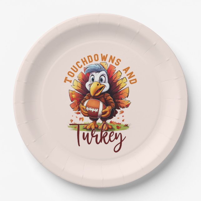Assiettes En Carton Touchdown et Turquie Thanksgiving (Devant)