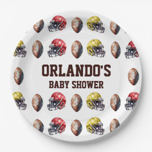 Assiettes En Carton Touchdown Table Plaques Papier Football Thème Part