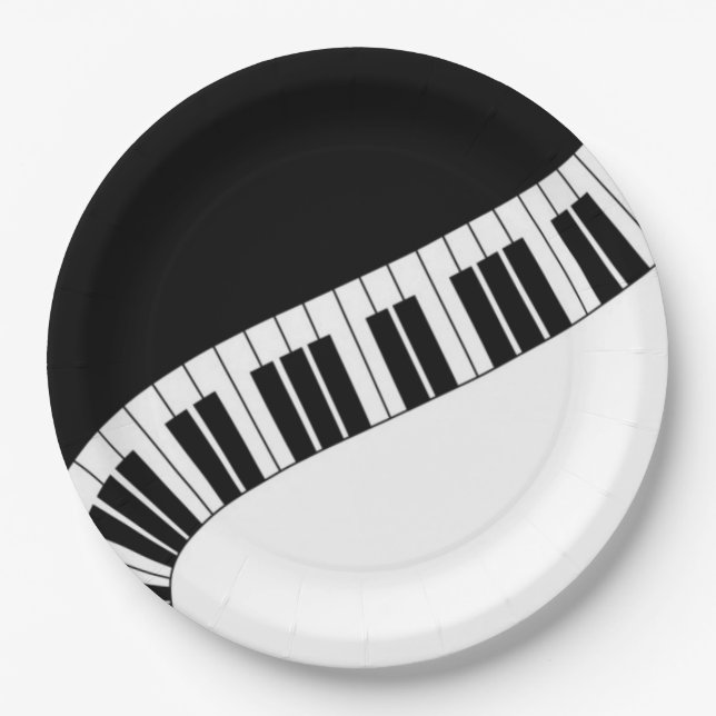 Assiettes En Carton Touches de piano courbées (Devant)