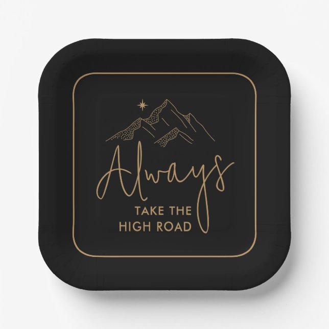 Assiettes En Carton Toujours prendre la High Road Black and Gold (Recto)
