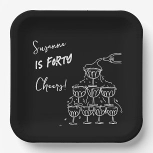 Assiettes En Carton Tour de champagne funky pour les 40 ans