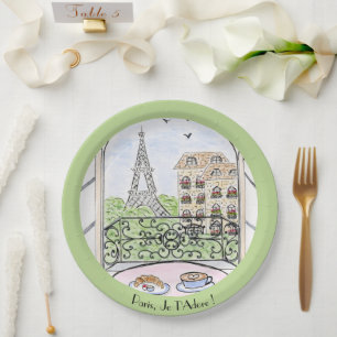 Assiettes En Carton Tour Eiffel fantaisiste Paris Je t'adore ! Rond