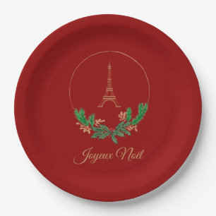Assiettes En Carton Tour Eiffel Joyeux Noel