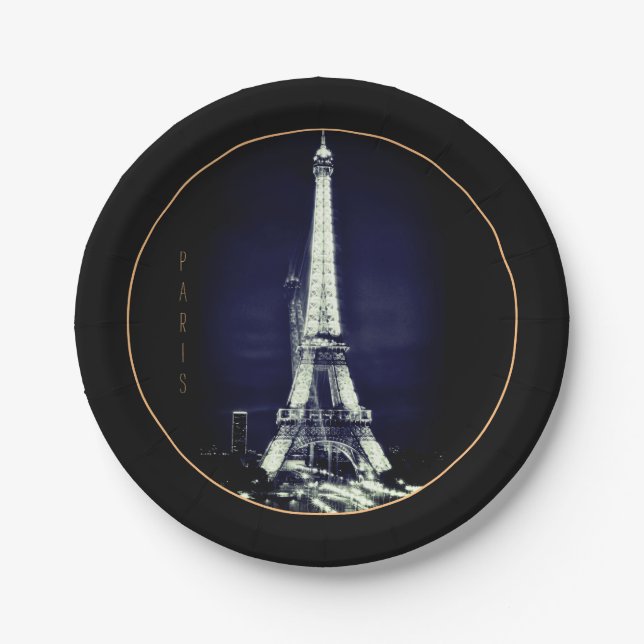 Assiettes En Carton Tour Eiffel & Surreal Paris Art /love France BVP (Devant)