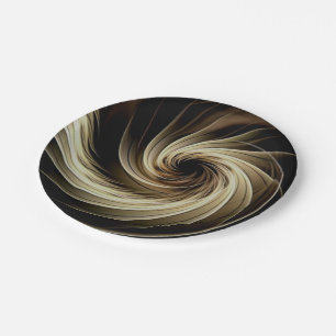 Assiettes En Carton Tourbillon doré sur fond noir 
