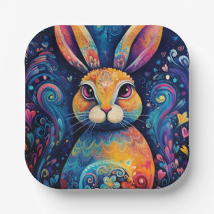 Assiettes En Carton Tourbillons et coeurs Bleu