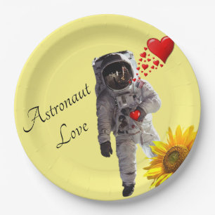 Assiettes En Carton Tournesol Astronaut Plaques en papier Coeurs rouge