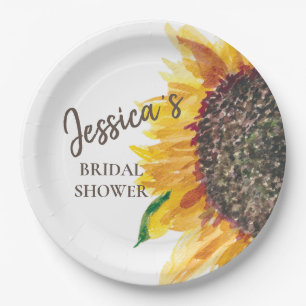 Assiettes En Carton Tournesol Brown jaune Fête des mariées blanche