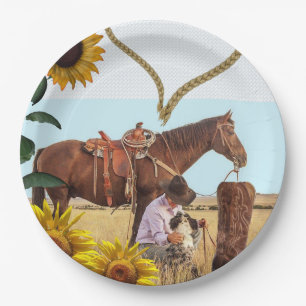 Assiettes En Carton Tournesol Cowboy Horse Plaques en papier